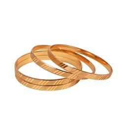 Sunsoul NEU by Touchstone Golden Bangle Collection, indisches Bollywood-handgefertigtes, geschältes Muster, Designer-Schmuckarmbänder, Armreif in Goldton. 4er-Set. Für Damen. von Sunsoul