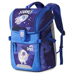 Sunveno Schulranzen Kinder Schulrucksack Kinder Rucksack für Jungen Mädchen Grundschule Kindergarten Vorschule Schultasche (Blauer Astronaut) von Sunveno