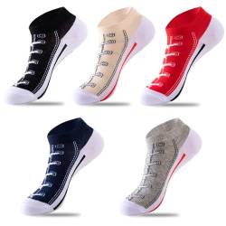 Damen Lustige Socken 5 Paar 3D-Muster Sneakers im Basketballschuh-Design Laufsocken Knöchelsocken Verschleißfest Sportsocken Kurzsocken (Größe: 35-42) von Sunvivid