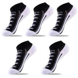 Damen Lustige Socken 5 Paar 3D-Muster Sneakers im Basketballschuh-Design Laufsocken Knöchelsocken Verschleißfest Sportsocken Kurzsocken (Größe: 35-42) von Sunvivid