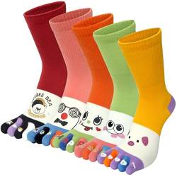 Sunvivid 5 Paare Zehensocken Damen Fünf Finger Socken aus Baumwolle Lustige Bunte Socken mit Zehen für Sport Laufende für Damen und Teenager-Mädchen, Größe 35-42 von Sunvivid