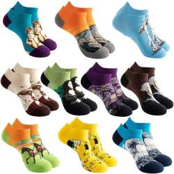 Sunvivid Damen Sneakers Socken Lustige Bunte Socken aus Baumwolle Sportsocken Lässig Kurzsocken Sneakersocken Kurze Knöchelsocken, Größe: 35-42, 10 Paar von Sunvivid