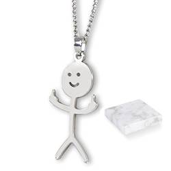 Sunwuun Lustige Doodle Halskette,Mittelfinger Kette,Funny Doodle Necklace,Personalisierte Smiley Halskette,Herren und Damen,Handgefertigtes Ketten-Schmuckgeschenk (Silber) von Sunwuun