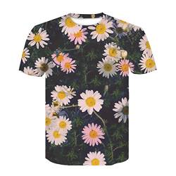 3D T-Shirt Rose Blume Blumen 3D Druck Kurzarm Sommer Blumen T-Shirt Kleidung Halbarm Kurzarm,6XL von Sunxciast