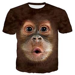 Herren T-Shirt Herren Top T-Shirt Tier AFFE 3D Affengesicht Digitaldruck Kurzarm,M von Sunxciast