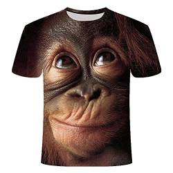 Lustiger Brauner Gorilla 3D Dreidimensionaler Druck Kurzarm-Persönlichkeit T-Shirt Lustige Affenkleidung,L von Sunxciast