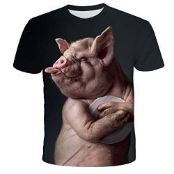 Lustiges Schwein 3D Dreidimensionaler Druck Kurzärmliges Personalisiertes T-Shirt Lustige Schweinekleidung,XL von Sunxciast