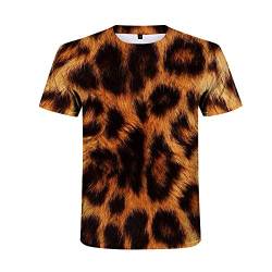 Sommer Herren T-Shirt Leopardenmuster Kurzarm T-Shirt 3D-Druck Lässig Atmungsaktiv Lustiges Shirt Street Sports Top,6XL von Sunxciast