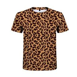 Sommer Herren T-Shirt Leopardenmuster Kurzarm T-Shirt 3D-Druck Lässig Atmungsaktiv Lustiges Shirt Street Sports Top,6XL von Sunxciast