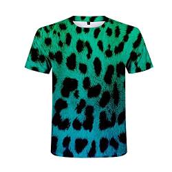 Sommer Herren T-Shirt Leopardenmuster Kurzarm T-Shirt 3D-Druck Lässig Atmungsaktiv Lustiges Shirt Street Sports Top,6XL von Sunxciast