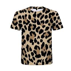 Sommer Herren T-Shirt Leopardenmuster Kurzarm T-Shirt 3D-Druck Lässig Atmungsaktiv Lustiges Shirt Street Sports Top,L von Sunxciast