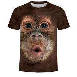Sommer Männer T-Shirts 3D-Druck Animal Monkey T-Shirt Kurzarm AFFE Casual Tops T-Shirts Herrenbekleidung,M von Sunxciast