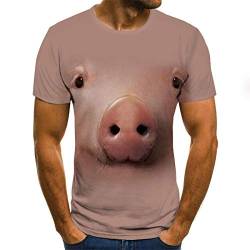 Sommer Schwein Muster Druck Shirt T-Shirt Kleidung Kurzarm T-Shirt Straßenkleidung 3D Gedruckt T-Shirt,4XL von Sunxciast