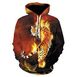 Sunxciast 3D Sweater Pullover Lässiger Loser Hoodie Sports Langarm-Tiger-Hoodie Mit Tiermotiv Für Männer 3D Sweatshirt Jacke Trainingsanzug Mäntel,4XL von Sunxciast
