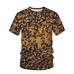 T-Shirt Sommer Kurzarm Tier Biene Herren T-Shirt Kreative Mode 3D Digitaldruck Mesh Kurzarmhemd,XXL von Sunxciast