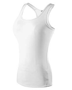 Damen Yoga Tank Tops Sport Tanktop Damen Atmungsaktive Shirts Schnell Trocknend Ärmellos Racerback Fitness Oberteil Weiß S von Sunxia