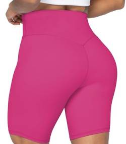 Sunzel Biker-Shorts für Damen, Keine Vordernaht, hohe Taille, Kniebeugen-sicher, Yoga, Workout, Fitnessstudio, Fahrrad-Shorts, Knallpink (Hot Pink), M von Sunzel