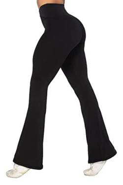 Sunzel Damen Leggings mit Bauchkontrolle, gekreuzter Taille und weitem Bein, 86,4 cm (34 Zoll), Schwarz, S von Sunzel
