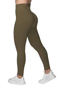 Sunzel Damen Nahtlose Scrunch Butt Lifting Leggings in hoher Taille mit Bauchkontrolle, Dark Olive, Groß von Sunzel