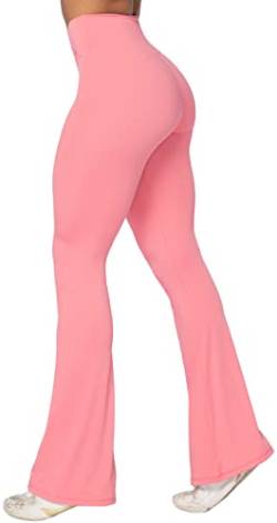 Sunzel Flare Leggings, Crossover Yogahose mit Bauchkontrolle, hohe Taille und weites Bein, Bubble Pink, M von Sunzel