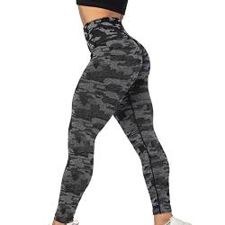 Sunzel Scrunch Butt Lifting Leggings für Frauen Hohe Taille Nahtlose Workout Leggings Gym Yoga Hosen, Camouflage / Schwarz, X-Klein von Sunzel