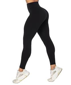 Sunzel Workout-Leggings ohne Vordernaht, hohe Taille, Fitnessstudio, Yogahose, butterweich, Bauchkontrolle, Kniebeugenfest, 66 cm, Schwarz, S von Sunzel