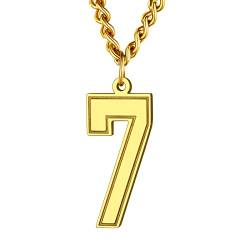 Supcare 18k vergoldet Zahl Sieben Kette Damen Nummer 7 Anhänger Edelstahl Halskette für Männer Jungen Hip Hop Rapper Charm Halskette Modeschmuck Accessoire von Supcare