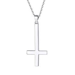 Supcare 925 Sterlingsilber Kreuz Anhänger für Herren Jung Kreuz Kette Satan-Anhänger umgekehrt Kreuzkette Halskette Gebet Eisernes Kette Petruskreuz Anhänger Cross Necklace Schmuck für Valentinstag von Supcare