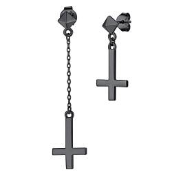 Supcare Damen Invert Cross Ohrringe aus Silber 925 Hängend Herren Ohrstecker mit umgekehrtem Kreuz Mädchen Asymmetrische Ohrschmuck religiöses Geschenk für Oma Opa von Supcare