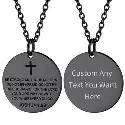 Supcare Hundemarke mit Gravur Herren Dog tag Halskette Schwarz Kruzifix Kette Militär Kette Anhänger Edelstahl Erkennungsmarke Religious Cross Necklace Catholic Modeschmuck für Karneval Dating von Supcare