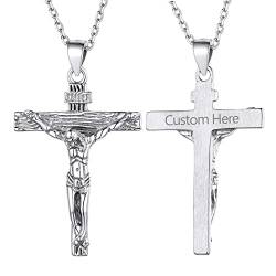 Supcare INRI Kreuz Kette Herren Jesus Kruzifix Anhänger Custom Kreuzanhänger 925 Sterling Silber Christlich Halskette Region Cross Necklace Hip Hop Personalisiert Modeschmuck für Jahrestag von Supcare