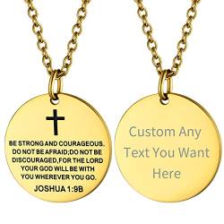 Supcare Kette für Herren Custom Anhänger mit Text Gravur Hundemarke Militär Halskette Dog tag Kette Edelstahl Kruzifix Kette Erkennungsmarke Religious Cross Necklace Men Modeschmuck für Mädchen von Supcare