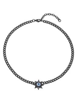 Supcare Kette mit Sonnenblumen Böses Blick Auge Anhänger Männer Halskette mit Nazar Boncuk Kette Panzerkette Amulett Schwarz Glückskette Evil Eye Necklace Teufelsauge Choker Modeschmuck für Freunde von Supcare