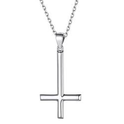 Supcare Kreuz Ketten Silber Frauen 925 Petruskreuz Anhänger Halskette umgedrehtes Kreuzkette Upside Down Kreuz Umkehrung Jesus Kette Silberkette Damen Cross Pendant Necklace Damenschmuck für Mädchen von Supcare