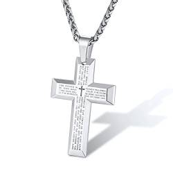 Supcare Kreuzkette Herren Damen Kreuzanhänger Halskette mit Kreuz Anhänger Edelsthal Männer Kette Christentum Schmuck Unisex Silber Kreuzanhänger B-Silber von Supcare