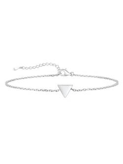 Supcare Mädchen Fußkettchen mit Triangel 925 Sterling Silber Fußkette Minimalist Fußschmuck Sommer Barfuß 22cm Anklet Strand Fußband Armband Damenschmuck Accessoire Modeschmuck für Geburtstag von Supcare