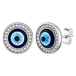 Supcare Ohrringe Damen Blau Nazar Augen Ohrstecker aus 925 Sterling Silber Evil Eye Ohrschmuck Mode Fashion Geschenk für Herren Mädchen Weihnachts Geburtstag Valentinstag von Supcare