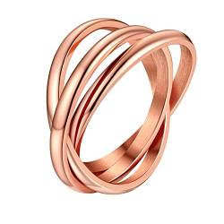 Supcare Ring Damen Herren Dreierringe Rosegold Wickelring Frauen Edelstahl Daumenring Mehrfachring 48 Geschenke für Mädchen von Supcare