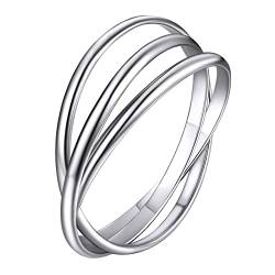 Supcare Ring Silber 925 Damen Wickelring Breit Dreifach Frauen Schwenkbarer Ring Stimmungsring 49 Geschenke für Mädchen Herren von Supcare