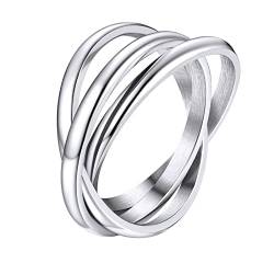 Supcare Ringe Frauen Wickelring Silber Damen bewegliche 3er Fingerringe Edelstahl Daumenring 65 Geschenke für Mädchen Herren von Supcare