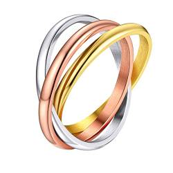 Supcare Wickelring Damen Edelstahl Mehrfachring Dreierringe Frauen 3er Ring Ineinander 54 Geschenke für Mädchen Herren von Supcare