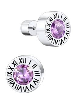 Supcare Wikinger Ohrringe Herren Römisch Ziffer Ohrstecker mit Geburtsstein Juni Alexandrit Ohrring Creolen Edelstahl Ohrringe Stud Earring Mens Rock Ohr Piercing Modeschmuck für Muttertag von Supcare