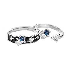 2 stücke/satz Silber Liebhaber Astronaut Modeschmuck Hohe Qualität Kristall Zirkon Heißer Verkauf Mann Paar Schmuck Paar Ringe Set Versprechen Ringe von Supefriendly