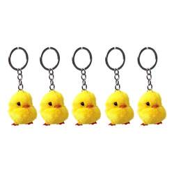 Supefriendly Enten-Schlüsselanhänger, 5 Stück, pelzige gelbe Ente, flauschig, weich, Küken, Schlüsselanhänger, Ostern, Schlüsselanhänger, Handtasche, Schmuck, Spielzeug, Geschenk für Kinder, von Supefriendly