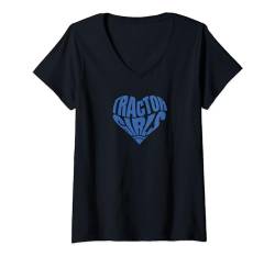 Damen Traktor Girls Blue Heart – Ipswich Town Fan Fun Graphic T-Shirt mit V-Ausschnitt von Super Blues Fandom Garms - MDS