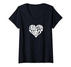 Damen Traktor Girls White Heart – Ipswich Town Fan Fun Graphic T-Shirt mit V-Ausschnitt von Super Blues Fandom Garms - MDS