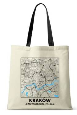 Kraków, Rzeczpospolita Polska, City Map Natural Cotton Tote Shopper Bag, natur, Einheitsgröße von Super Cool Totes