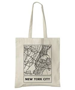 New York City, USA, City Street Map Natural Cotton Tote Bag von Super Cool Totes