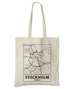 Stockholm, Schweden (SWE), City Street Map Natural Cotton Tote Bag von Super Cool Totes