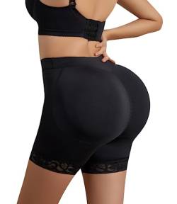 Frauen Butt Lifter Dicker Gepolsterter Po Höschen Spitze Shapewear Hüfte Enhancer Gefälschte Gesäß Unterwäsche, Schwarze Spitze gepolstert, 42 von Super Deerlet